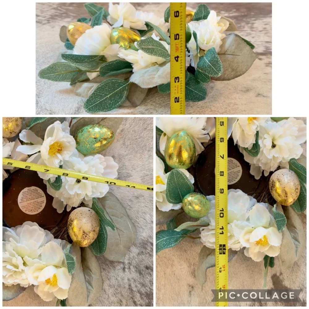 Spring Wreath or Candle Ring Centerpiece Greenery & Pastel Easter Eggs & Flowers
